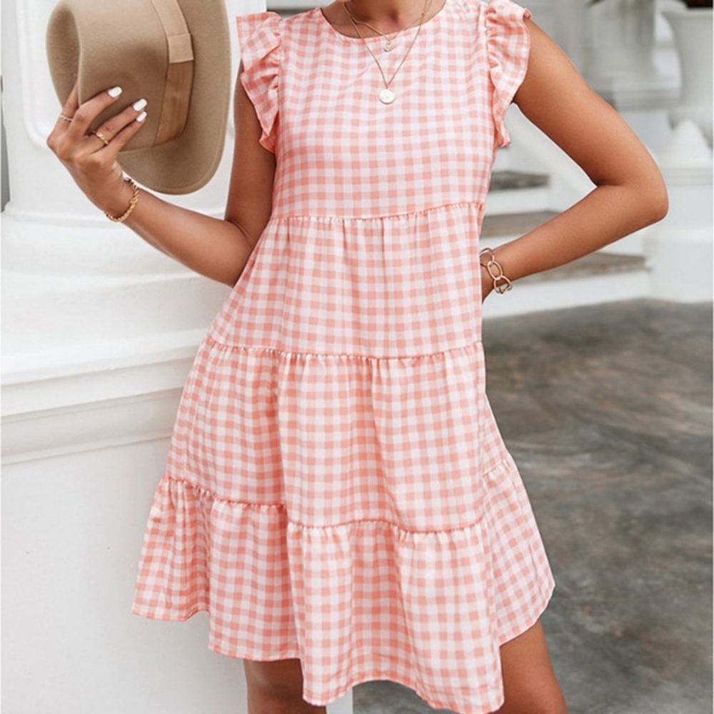 Gingham Ruffle Tiered Summer Dress